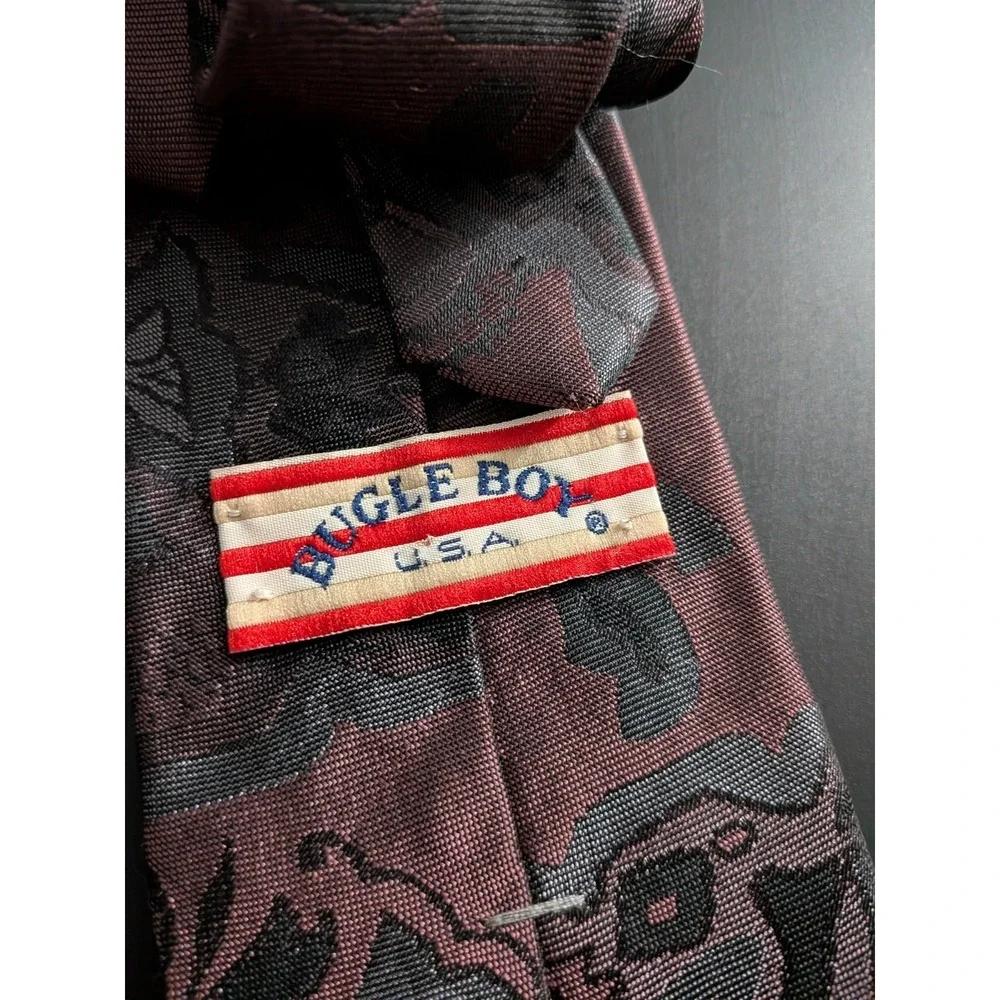 Vintage Bugle Boy Men's Necktie Burgundy Purple Floral Business‎ Wedding 57